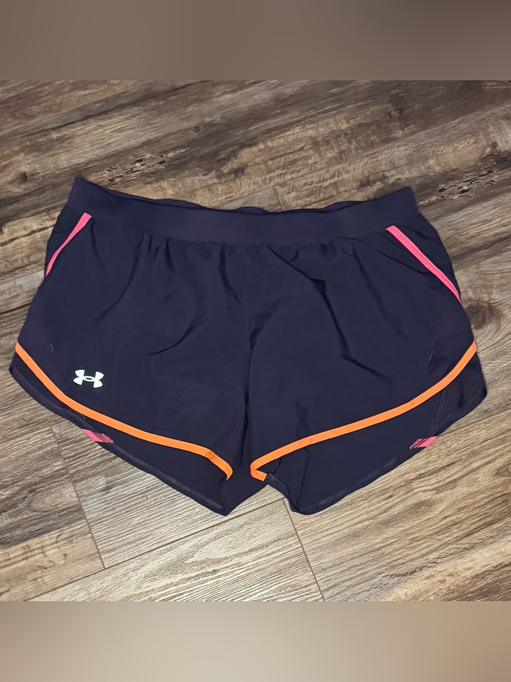Under Armour Women's Purple Shorts with Pink & Orange